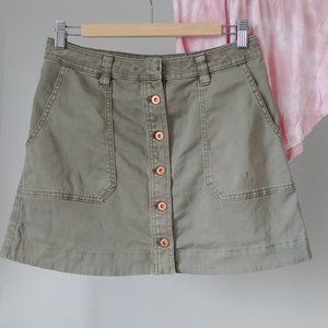 Anthropologie Pilcro Button Cargo Skirt Olive Size 4